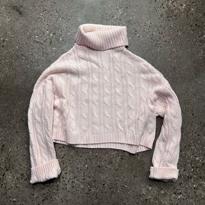 Loyd/Ford Women's Pink turtleneck Cable Knit Sweater